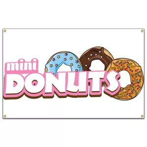 Mini Donuts Banner Concession Stand Food Truck Single Sided - Picture 1 of 11