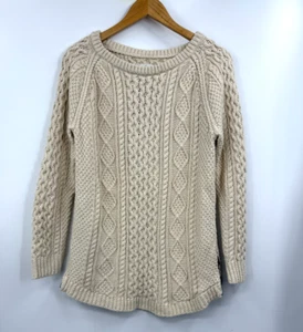 L L Bean Signature Sweater Womens Oversized Pullover Stretch Solid Beige Size M - Picture 1 of 9