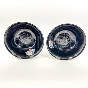Japanese 2pc 9" Bowls Black Ceramics World Traveler Collect - Picture 1 of 4