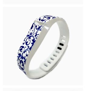 iSmile Fitbit Paisley Blue White Adjustable Replacement Band Small Clasp