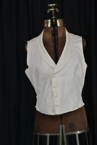 antique vest white/collar pockets back buckle chest 40 Victorian original 