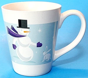 Starbucks Mug Snowman Rabbit Winter 2011 Large White Blue Ceramic Holiday - Picture 1 of 7