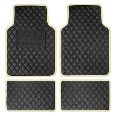 FH Group Universal Fit Deluxe Faux Leather Car Floor Mats with Colorful Trim - Image 1 of 2