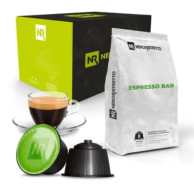 NERORISTRETTO 80 Cialde Capsule Caffè Compatibili Nescafé Dolce Gusto Miscela Espresso Bar