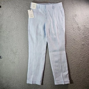 NWT Murano Baird Mcnutt Linen Pants Men 29 x 30 Slim Fit Flat Front Blue Striped - Picture 1 of 9
