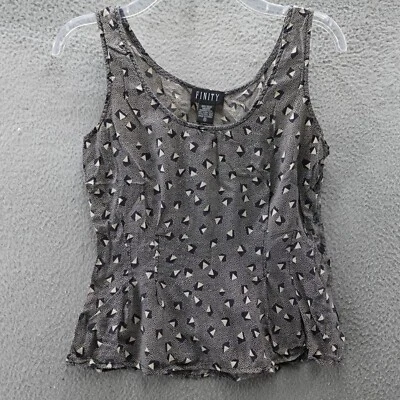 Blusa Finity Para Mujer Talla 4 Gris Sin Mangas Geométrica Seda Informal Damas Foto 1 de 4