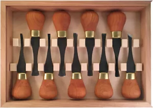 Flexcut Premium Deluxe Cherry Wood 9pc Carving Knives Palm Tool Set FRP405 - Picture 1 of 4