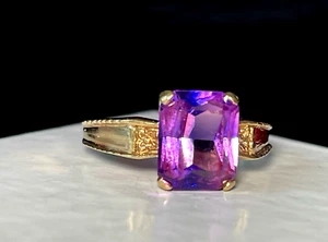 RARO ANILLO ANTIGUO ORO 14K VICTORIANO NATURAL PÚRPURA ZAFIRO DIAMANTE - Imagen 1 de 21