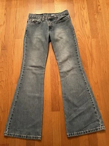 Vintage Levis 514 Jeans Womens Size 1 M JR. Blue Superlow Flared Leg USA Made - Picture 1 of 9