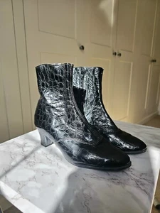 Vintage T Savva Handmade Crocodile Style Leather Boots 80s 90s - Picture 1 of 11
