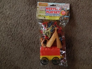 IMPERIAL BUDDY L TOYS WESTERN PLAYSET FIGURES TEEPEE CANOE COVERED WAGON HORSES - Picture 1 of 12