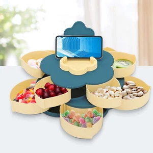 Blumen Form Snackbox Aufbewahrungstablett Süßigkeiten Box Nüssemit Telefonhalter - Bild 1 von 8