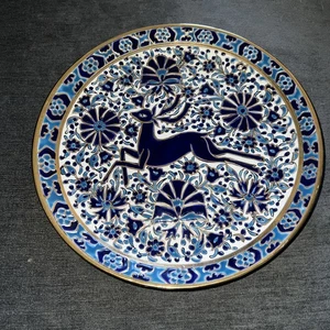 Keramika Heggas Nassos 9,5" Rhodos Griechenland handbemalt Teller Hirsch Floral Gold - Bild 1 von 6