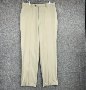 Jos A Bank Pants Mens 36x32 Beige Wool Dress Trousers Flat Front Classic Fit - Picture 1 of 12