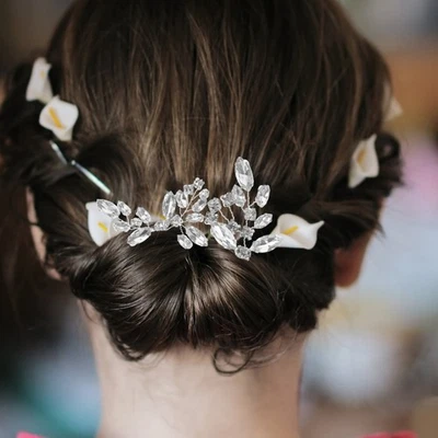  3pcs Crystal Bride Wedding Hair Pins Elegant Hair Accessori per capelli - Immagine 1 di 4