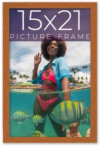 15x21 Honey Brown Real Wood Picture Frame Width 0.75 inches | Interior Frame Dep - Picture 1 of 9