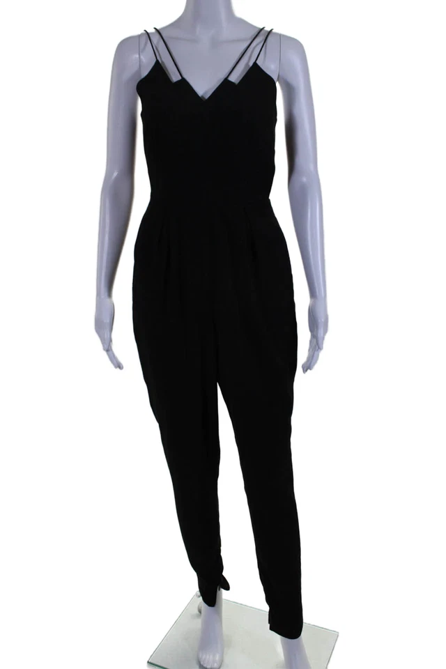 Macacão Keepsake Feminino Decote V Alças de Espaguete Perna Reta Preto Tamanho XS - Imagem 1 de 4