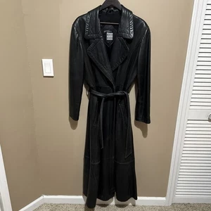 Michael Hoban North Beach Leather Vintage Black Coat Women's 9/10 Soft Belted - Picture 1 of 12