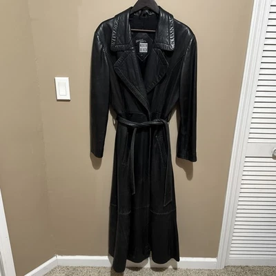 Michael Hoban North Beach Leather Vintage Black Coat Women's 9/10 Soft Belted - Image 1 of 4