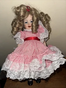 Shirley Temple Puppe Vintage, 16 Zoll signiert Joan? Rotes Kleiderhaar aus Porzellan von 1933 - Bild 1 von 10