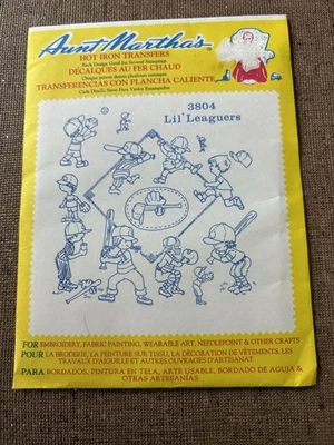 Aunt Martha's Hot Iron Transfer Embroidery Pattern 3804 Lil’ Leaguers Baseball - Image 1 of 4