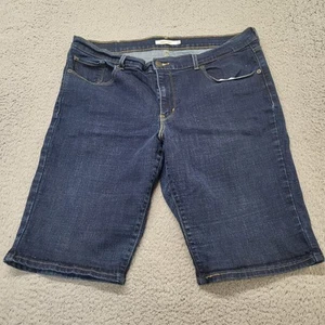 Levi's Strauss Shorts Womens Size 34 Jeans Bermuda Denim Dark Blue Beach Boho ⛱️ - Picture 1 of 16