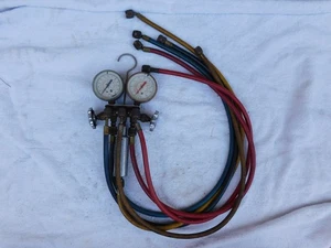 VTG J&B Industries HVAC Manifold Gauge 2 Valve Set with Hoses - R-22/R-12/R-502 - Picture 1 of 10