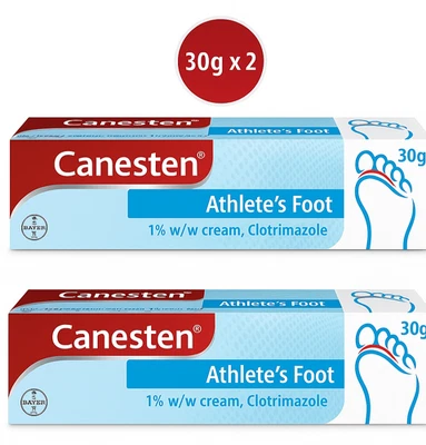 Canesten Anti-Fungal Cream Treatment - Jock Itch - Athlete’s Foot - 30g x 2 PACK