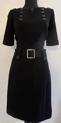 Vestido Lápiz Karen Millen Clásico Cinturón Negro Estilo Militar Manga 1/2 Talla US 4 Foto 1 de 4