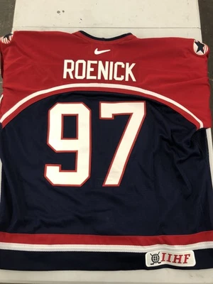 Rare 2002 Vintage USA Olympic Nike Hockey Jersey #97 Jeremy Roenick Used 2XL - Image 1 of 4