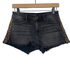 Aqua schwarze Denim Leoparden Streifen Shorts Größe 26 - Bild 1 von 7