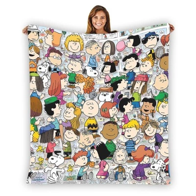 Peanut snoopy Comics Stripe Warm Single-Side Printing Flannel Fleece Blanket - Image 1 of 3
