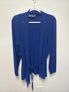 Susan Graver Damen große offene Strickjacke royalblau Strickpullover leicht - Bild 1 von 9