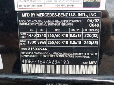 2007 MERCEDES-BENZ GL450 Used Rear View Mirror w/Phone 164 Type 3636245 - Image 1 of 4