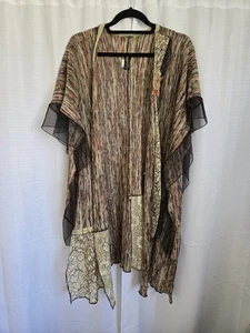 Lee Andersen Womens Art To Wear One Size Open Kimono Colorful Boho Mixed Media - Picture 1 of 11