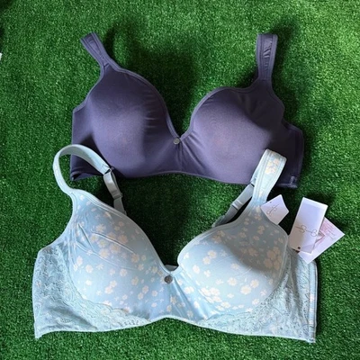 Jessica Simpson Paquete de 2 sujetadores con aros y correa acolchada de microfibra y encaje talla 42D NUEVO Foto 1 de 4