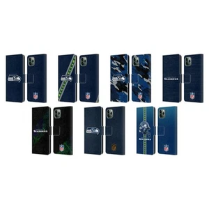 OFFICIAL NFL SEATTLE SEAHAWKS LOGO LEATHER BOOK CASE FOR APPLE iPHONE PHONES - Picture 1 of 13