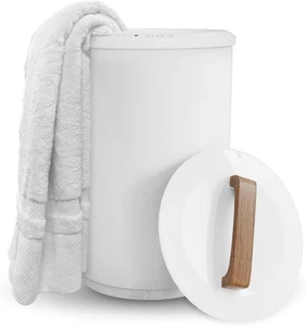 Heated Towel Warmers for Bathroom - Large Towel Warmer Bucket, Wood Handle, Auto - Picture 1 of 12