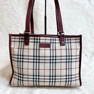 Vhtf Burberry Novacheck Logo Canvas Leather Horizontal Tote Bag Women's Used - Picture 1 of 10