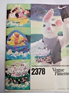 Easter Basket Farm Animals Plush Stuffed VOGUE 2378 Sewing Pattern UC VTG 80s - Picture 1 of 12