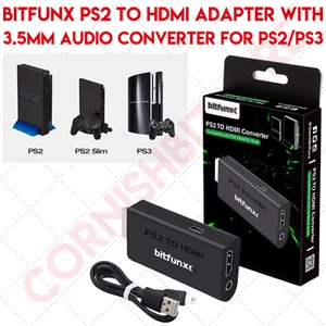 BITFUNX PS2 AUF HDMI ADAPTER MIT 3,5 MM AUDIO - VIDEOKONVERTER FÜR PS2/PS3 - UK - Bild 1 von 6