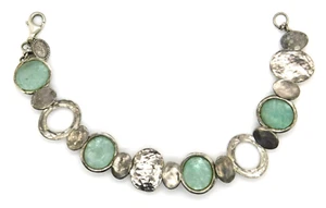 Brazalete de eslabones ovalados de vidrio romano martillado de plata de ley 925 firmado artesanalmente - Imagen 1 de 9