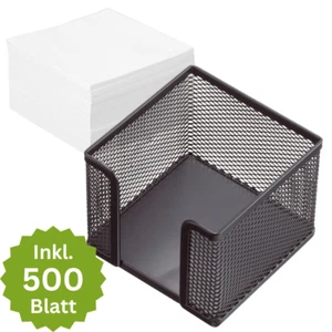 Helit Zettelbox Zettelkasten Mesh Draht schwarz 10x10x8cm + 500 Notizzettel * - Bild 1 von 3