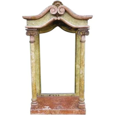 Antiguo toldo relicario italiano de pino pintado de mármol sintético siglo XIX Foto 1 de 4