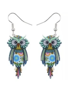 Pendientes Acrílico Búho Pájaro Arte Hippie Bohemio con Regalo 🎁 Caja ~ ENVÍO GRATUITO Foto 1 de 4