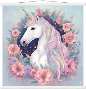 Pastel Unicorn Girls Room Poster with Hanger or Download, Girls Room Decor - Picture 1 of 10