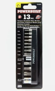 Powerbuilt 13 Pezzi Set di Punte a Stella Resistenti alla Manomissione, Punte Torx per Manomissione, da T8 a T55 - Foto 1 di 10