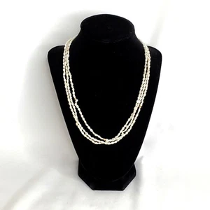 Vintage Freshwater Pearl and Gold Bead Three Strand Necklace Short - Picture 1 of 4