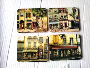 Sottobicchieri vintage raffiguranti 4 diverse scene di città parigine set di 4 - Foto 1 di 13