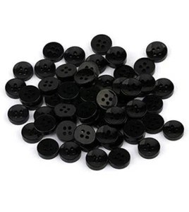 Black Shirt Buttons, Four Hole Button for Shirts, Pack of 100, Sewing, Knitting - Picture 1 of 3